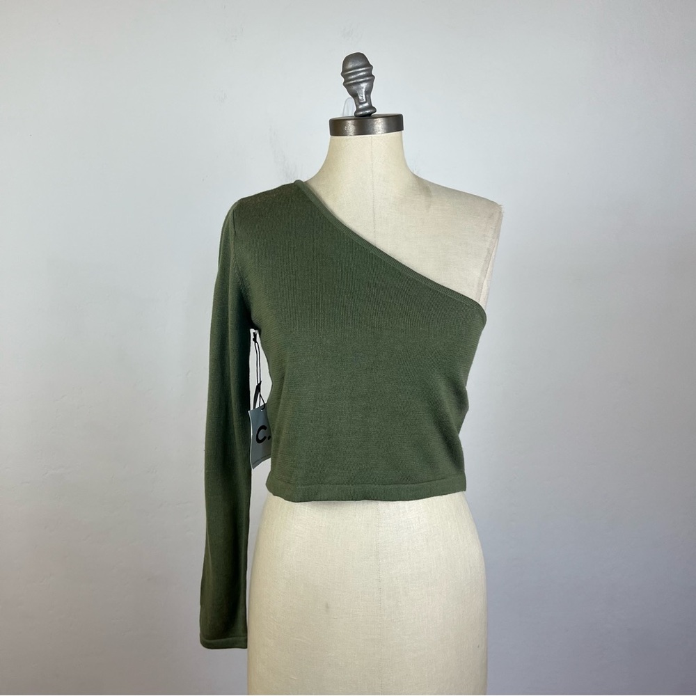 Callahan Knit Green One Shoulder Top